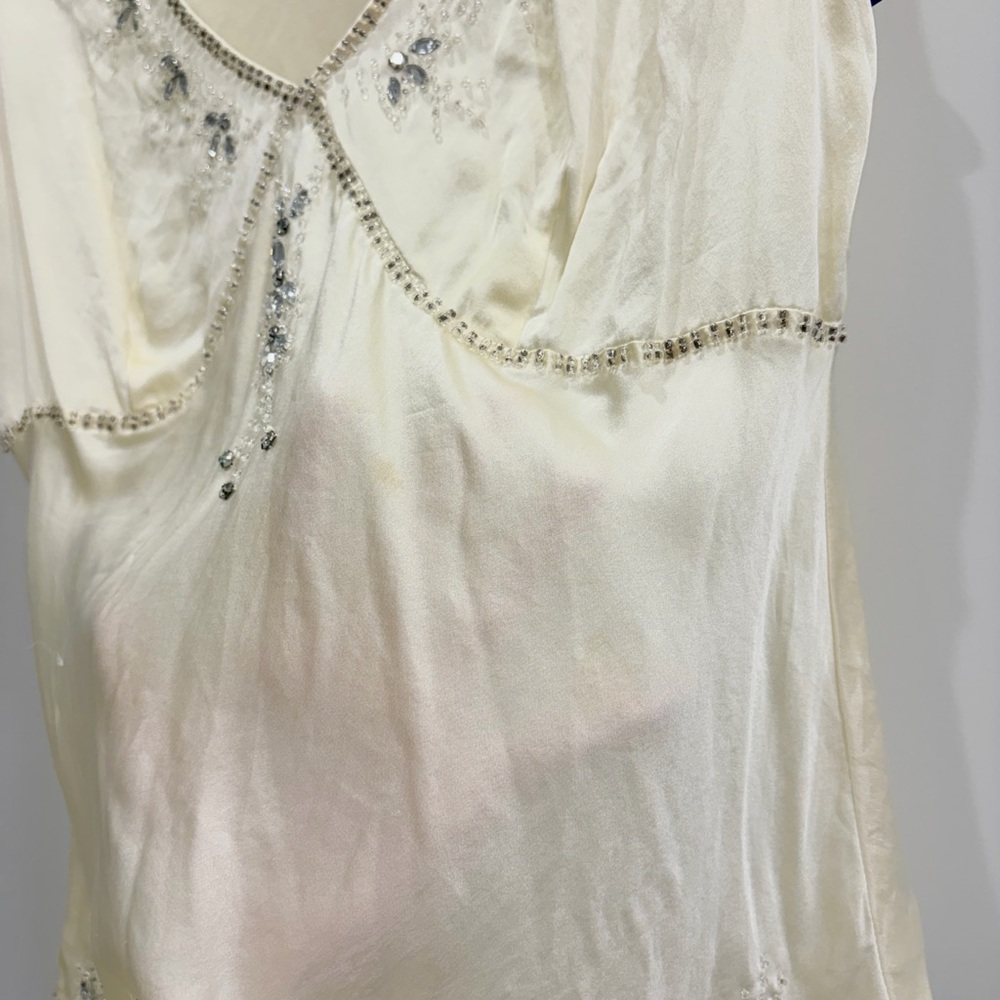 New York & Company Cream silk Embroidered Blouse - Picture 4 of 4